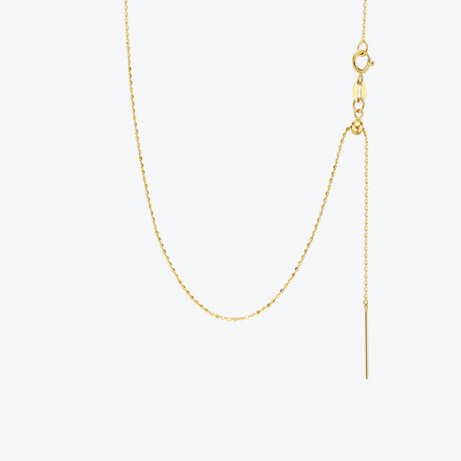 Meluxe 18K gold necklace plain chain sparkling beads chain pin chain for women birthday gift for girlfriend, yellow 18K gold, about 1.4g 0.1g-45cm