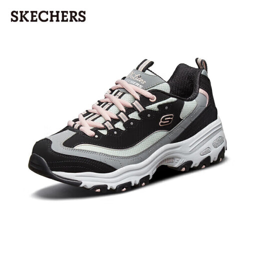 Skechers retro dad shoes thick sole heightening casual sports shoes for women 13143 black/grey 36