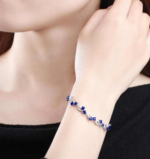COASZE jewelry sapphire bracelet for women, 18K gold inlaid diamond bracelet, Chinese Valentine's Day gift for girlfriend, blue sapphire bracelet - ready stock