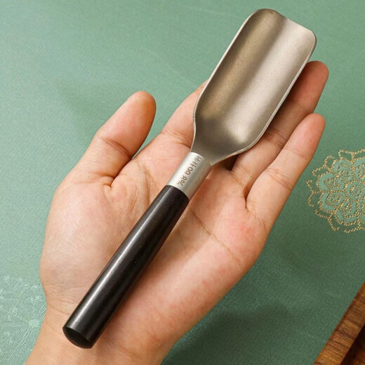 Xuxitang pure titanium tea spoon single divided teaspoon tea shovel for throwing tea leaves wood household tea set tea ceremony six gentlemen accessories pure titanium ebony tea spoon bamboo section titanium