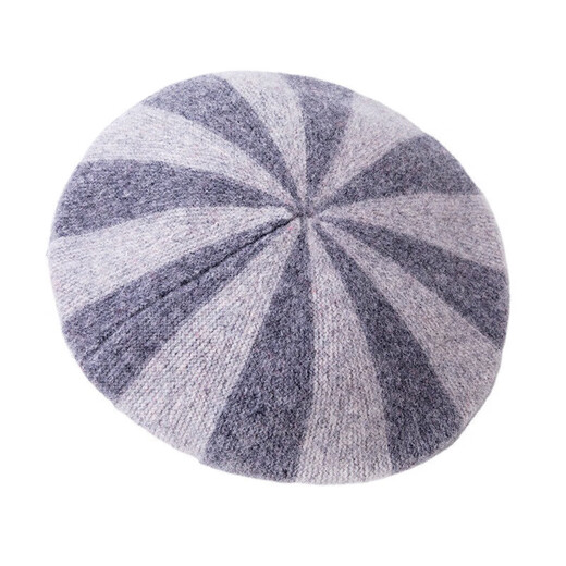 Hengyuanxiang beret women's 100% pure wool autumn and winter Korean fashion wool hat women's retro knitted artistic woolen hat gray one size fits all (diameter 26cm)