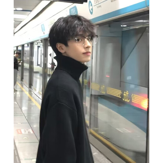 卡图弛黑色高领毛衣男春秋季宽松加厚慵懒高级感痞帅cleanfit打底针织衫 黑色 XL