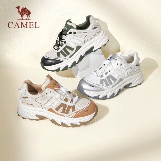Camel (CAMEL) women's shoes 2024 spring new style color-blocked dad shoes sports thick sole increased height outdoor hiking shoes mountaineering shoes L24S283054m/silver 37