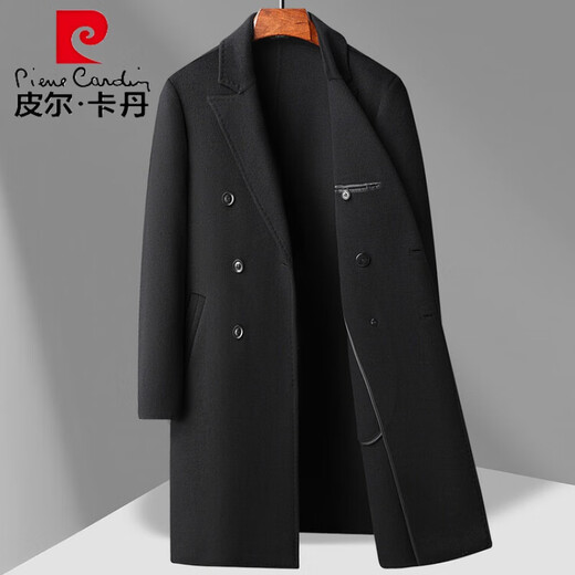 Pierre Cardin Automne et hiver tabac à double face manteau de laine pour hommes de la longueur de la longueur du genou sur le manteau laine de laine décontracté Men de magasin phare officiel Blue 3xl
