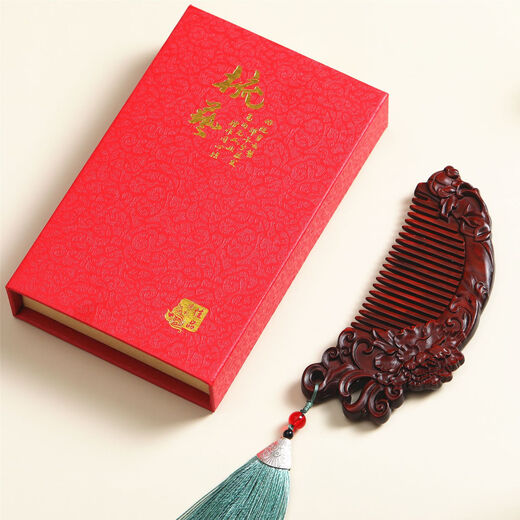 梦君宸小叶紫檀发簪红木牡丹花开富贵美发梳子520生日情人节礼物套装 繁花如你-发簪