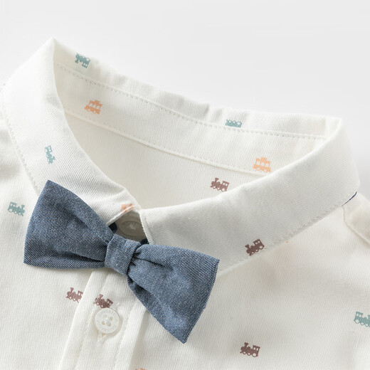 DAVE&BELLA spring new children's clothing, children's shirts, college style boys' long-sleeved shirts, fashionable children's clothes, baby boy tops, white, in stock, 110 cm (recommended height 100-110cm)