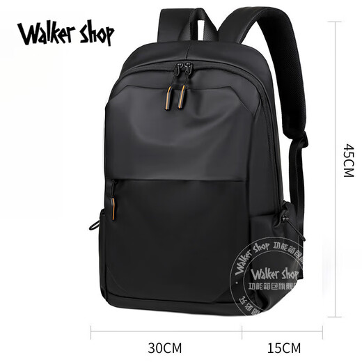 Walker Shop【轻奢品牌】电脑包男双肩包男轻奢皮膜商务旅行背包男书包 经典黑【礼盒装/顺丰速发】 15.6英寸