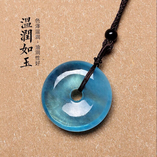 Collection grade natural blue crystal safety buckle pendant, ice aquamarine necklace for men, birthday gift for women, rope safety buckle, ice aquamarine, about 6-8g