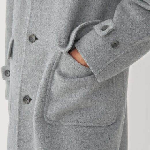 Muji Labo Men's Men's Cashmere Mlean Hooded Woolen Coat Veste d'hiver AF011A4A GREN LIGHT L (175 / 100A)