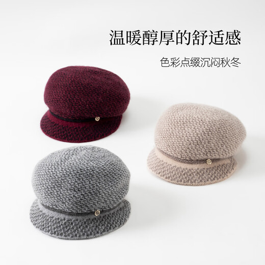 FANCET hat women's autumn and winter elegant temperament warm fisherman hat plus velvet thickened beret knitted woolen hat for elders