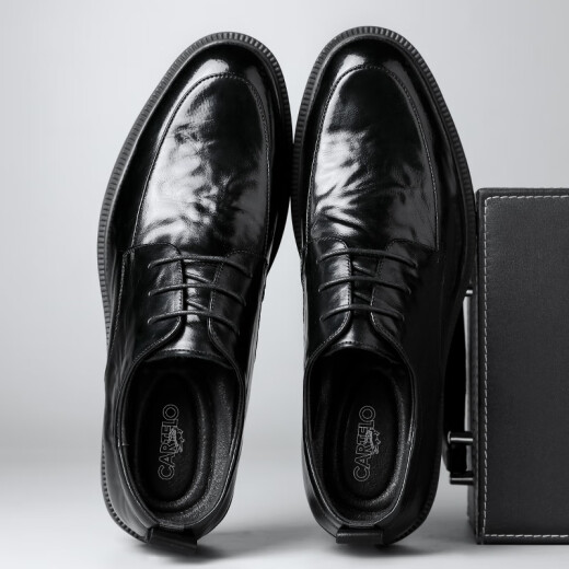 Cartelo British Hand-Hand Head Saper Cow Whide Hombres Menores Empresas zapatos de cuero casual de hombres zapatos de boda 9735 Negro 42