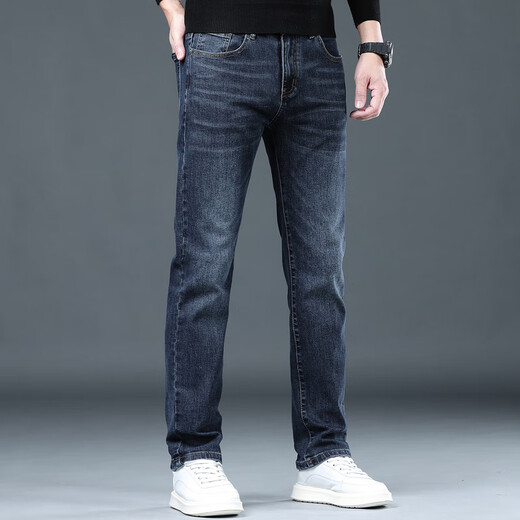 Romon Jeans Spring and Automne 2025 Nouveau pantalon long à la mode pour hommes Slim Blue Stretch Casual Pants pour hommes 1049 GREN TAILLE 38 TAILLE CONCUNFICTION 2 pieds 9 Convient pour environ 182-195 Jin [Jin est égal à 0,5 kg]