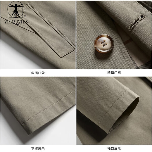 Брендовая ветровка VITRUVIUS, мужская повседневная деловая куртка средней длины из чистого хлопка с лацканами и потайными пуговицами, темно-синяя 6XL 200/112A