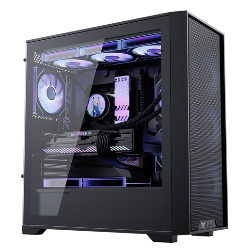 Thermaltake（Tt）钢影 风S 黑色 机箱水冷电脑主机（支持EATX/钢化玻璃侧透/支持360水冷/高兼容/4090显卡）