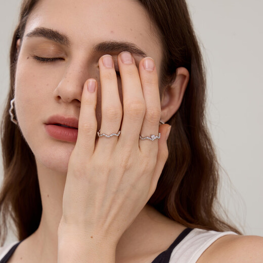 Arsis sparkling ring set for women, original design index finger ring, open ring, versatile, birthday gift for girlfriend