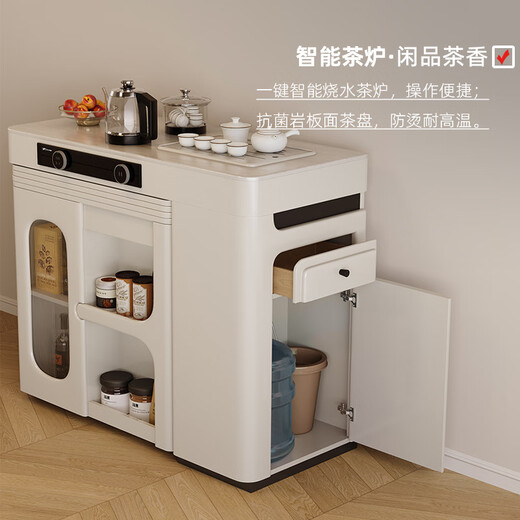 Yupin Haoting Slate Island Table Small Household Cream Retro Style Retractable Folding Mobile Sideboard Integrated Dining Table Zunyao Edition Island Table + Folding Chairs*2 With Tea Maker