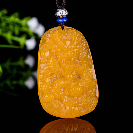Qianjun natural yellow dragon jade brand pendant Hetian jade men's and women's jade pendant zodiac dragon jade brand pendant jade pendant necklace