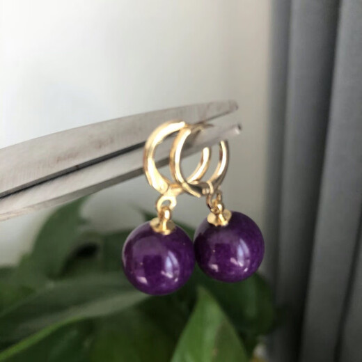 Zhou Runxi Natural South African Shukulai Purple Transfer Beads 18 Earrings Suji Stone Earrings Earrings Earrings Simple Earrings