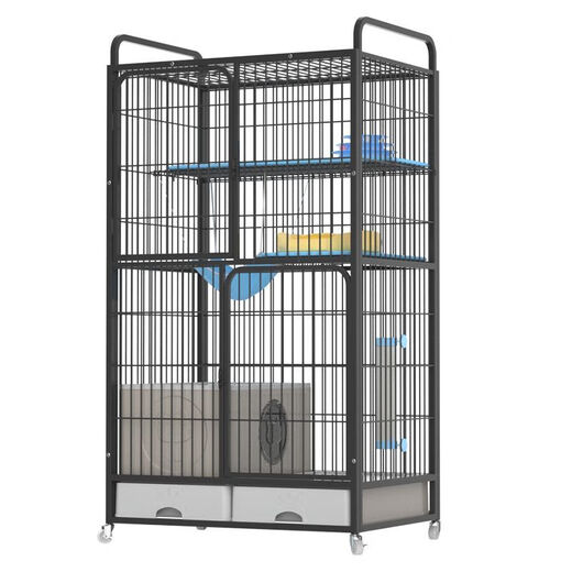 Jiamen JIAMEN (JIAMEN) cat cage for home use with toilet all-in-one special price three-layer cat cage with extra large free space large cat villa gold - villa style large four-story 83*59*160cm % set reference I% cat litter box + cat litter shovel + food bowl, etc.