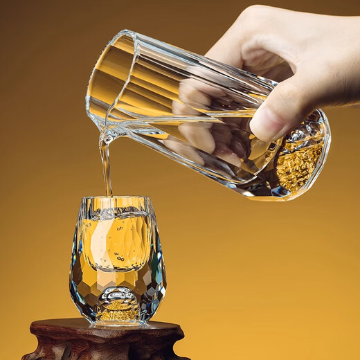 DSHCOTE high-end gold foil crystal glass white wine cup set household Chinese-style small wine cup two-two points wine set black box 6+6 turquoise cup + turquoise pot