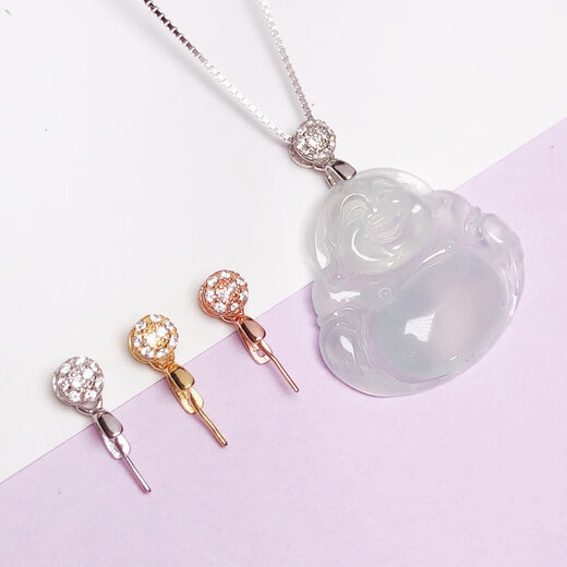 Fat Donglai's same style jade pendant buckle head 18K gold Buddha Jade Jade Guanyin Lanyard Necklace silver buckle front hole white gold 925 silver gold plated