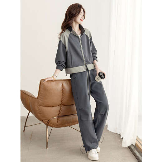 Sibaishe Fashion Set 2024 Herbst neue Frauen-Sportstil-Jacke mit Casual Hosen zweiteilig