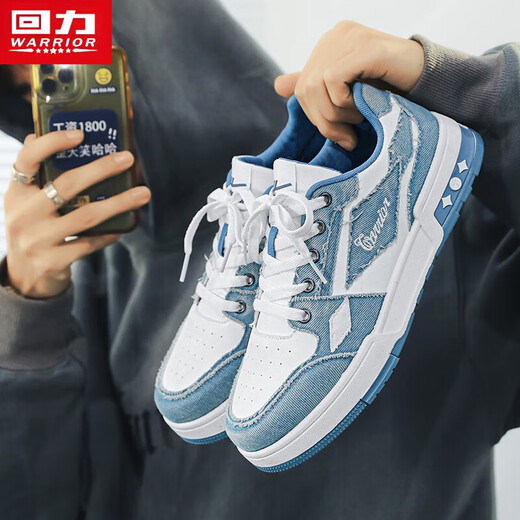 Warrior Casual Shoes Herren trendy Spleißbrettschuhe Schnürung vielseitig bequemer Männerschuhe 1449 Meter hellblau 43