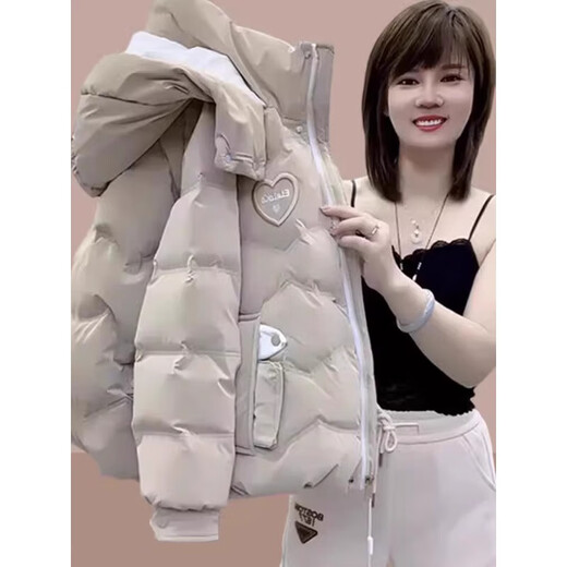 Yanlifen (yanlifen) short down cotton jacket for women 2025 winter new coat cotton jacket plus velvet thickening loose style overcoming women's khaki L recommended 105-125 Jin Jin equals 0.5 kg