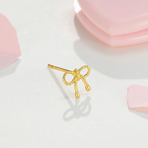 Trendy Acer bow pure gold 5G gold earrings, light luxury and fashionable birthday gift for girlfriend, priced at about 0.5g per piece