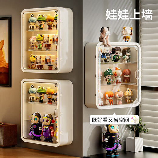 KAMAN blind box storage display stand Bubble Mart trendy Lego model display cabinet dust-proof transparent figure storage box thickened wall hanging model white/large size 1