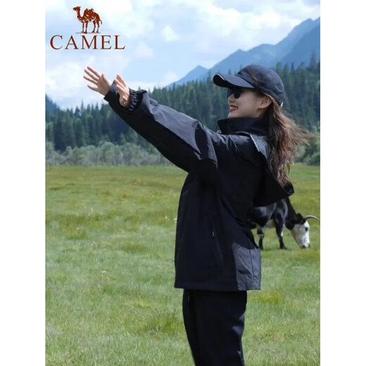 
Camel brand Phantom Spring and Autumn Three-in-One Shock Clothes Fleece Boat Men and Women Three-Defense Outdoor Mountaineering Tourist Suit 6628-Phantom Black [Three-in-One Plus Fleece Two-piece Set] XL Recommended 115-135Jin [Jin equals 0.5 kg]