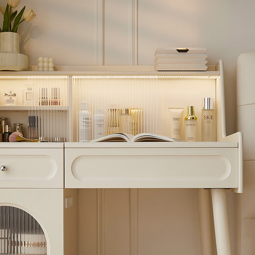 Quanyou Home Cream Style Functional Dressing Table Bedroom Solid Wood Leg Storage Cabinet Integrated Dressing Table Furniture