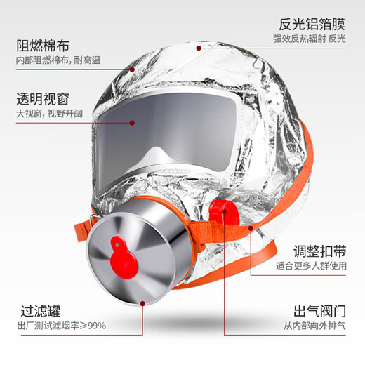 Huangchi fire mask gas mask silicone filter self-rescue respirator household high-rise escape mask fire blanket silicone no odor national standard fire protection 3C certification