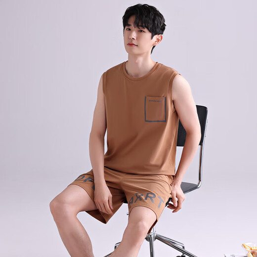 
Modal pajamas men's summer thin cotton sleeveless vest shorts suit summer men's youth can wear home clothes outside 4865 L