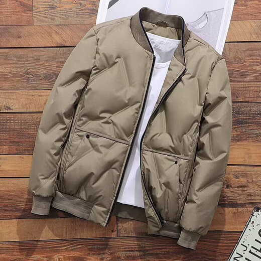 Baseball collar cotton jacket for men in autumn and winter, trendy brand thickened warm jacket for middle-aged and elderly dads, cotton jacket for men TL-2211 Khaki 2XL