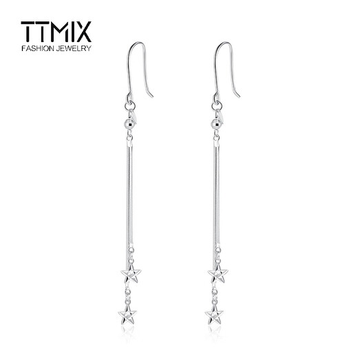 TTMIX platinum star tassel earrings pt950 platinum ear hook earrings long earrings for girlfriend 3.3-3.5g