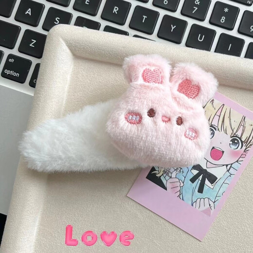Plush Bear Rabbit Hair Clip Women's Autumn and Winter Side Bangs Clip Cute Children's BB Clip Girls Hair Clip Hair Clip Headwear White Rabbit Clip + Brown Bear Clip