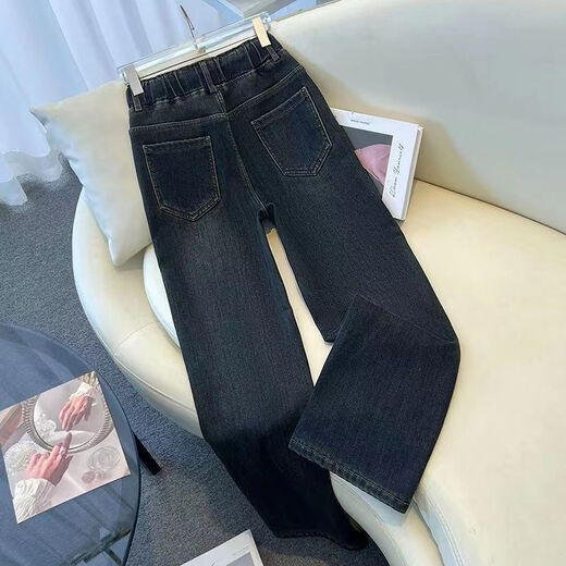 Yisi reduzieren elastische Taillenjeans für Frauen im Frühling und Herbst 2025 Neue Hoch-T-Taille Lose Hose Casual Large-Size Engy Wide-Big Hosen 1105 Hellblau S 80-95