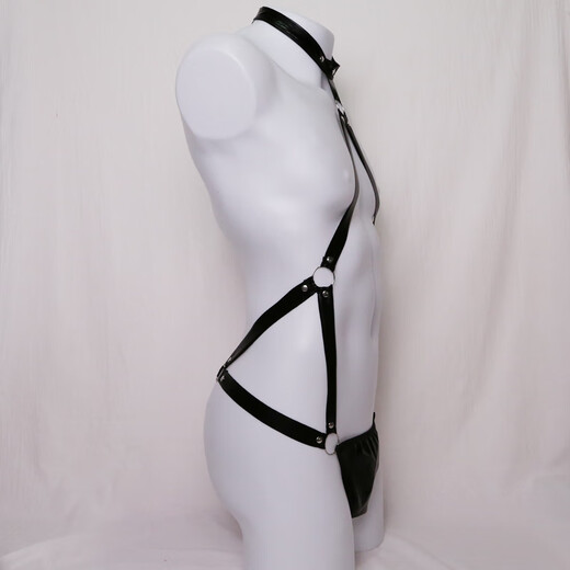 Private Shang Iron Hoop Patent Leather European and American Men's Erotic Underwear Men's One-piece European and American Thong One Size