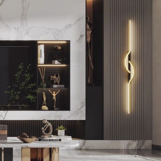 GUYES strip wall lamp minimalist creative strip lamp living room sofa lamp simple modern bedroom Guangdong Zhongshan lamp wall lamp black 60CM-warm light