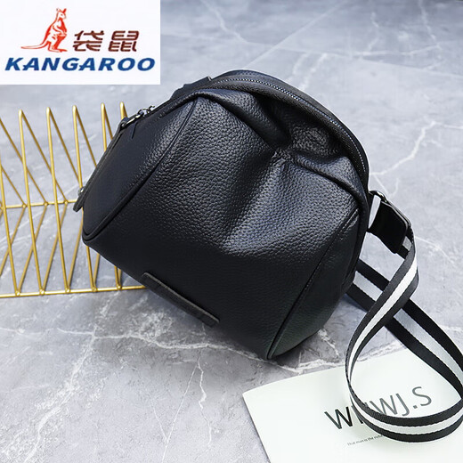袋鼠（KANGAROO）真皮女包2025新时尚单肩斜挎包纯色软皮贝壳包休闲大容量牛皮腰包 升级版杏色
