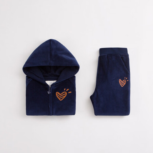 marcjanie Marcjanie children's clothing girls' suit velvet baby baby autumn sports sweatshirt children's suit 201132 navy blue 100/4T