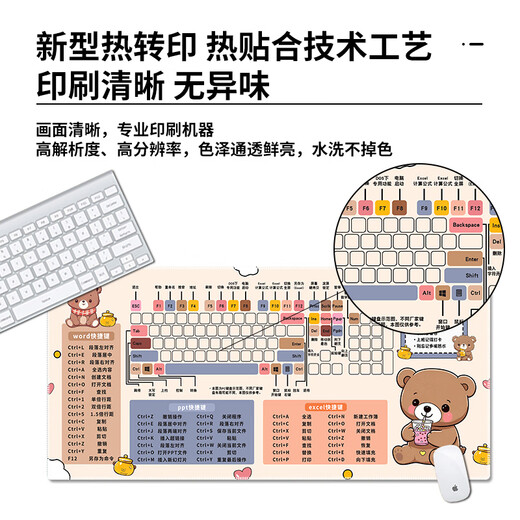 
Ruqinlian cute shortcut key series mouse pads super large high-value male and female workstation office computer desk pad keyboard pad cartoon personalized thickened lock edge can be customized non-slip and wear-resistant 12121 Panda panda shortcut key length 600mmX width 300mmX thickness 2mm