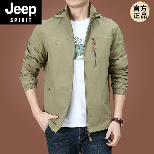 JEEP SPIRIT冲锋衣外套男春秋男款户外美式防风防水风衣男装男士秋装运动夹克 深蓝9898 款 加绒 2XL