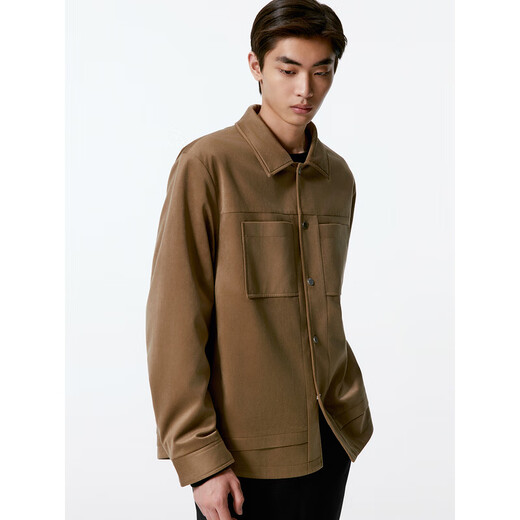 GXG Men's Suede Textured Fashion Jacket Men's Jacket 24 Autumn New Arrival Khaki L