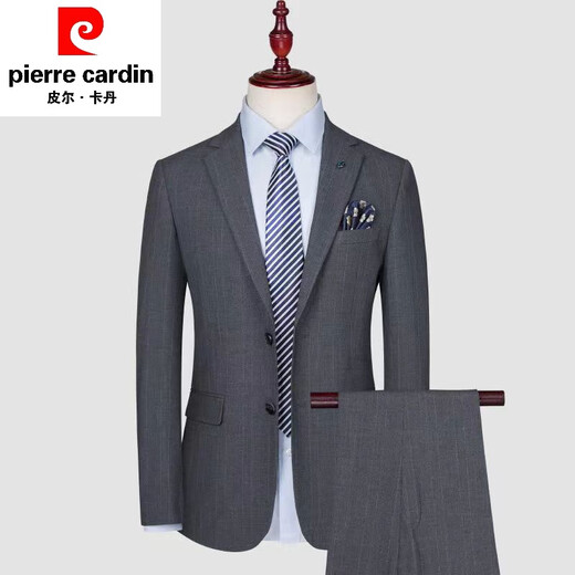 Pierre Cardin Men's Summer Suit New Business Thin Suit Suit Casual Formal Suit Korean Slim Dress Complete Set 6802 Two-piece Set Two Buttons Double Slits XL 180 135-150Jin Jin equals 0.5 kg