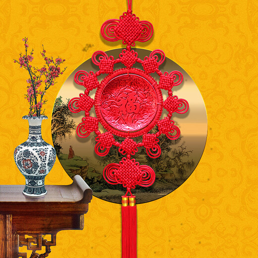 Clcey Cinnabar Lacquer sculpture chinois nœud grand dragon et phénix cinq bénédictions de salon entrée chambre à coucher