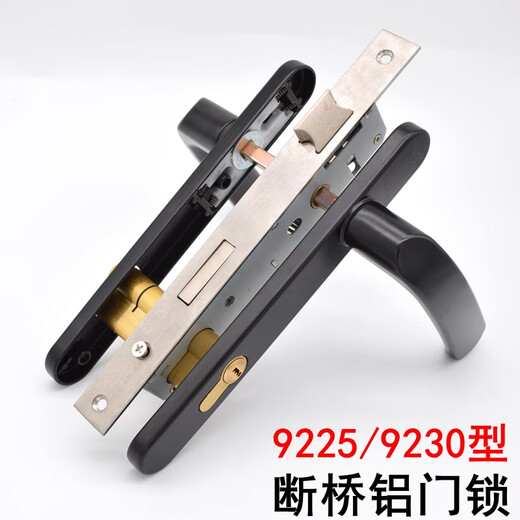 XMSJ custom 92259230 aluminum alloy door lock 9235 broken bridge aluminum inner and outer sleeve door lock balcony door handle double 9230 gold