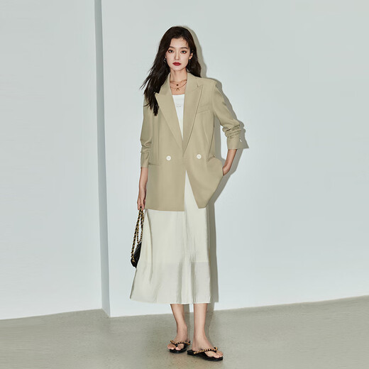 LILY Song Qian's same style autumn new women's style high-end commuting design simple suit jacket 322 gray green M