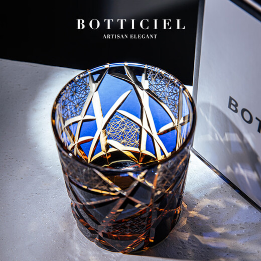 BOTTICIEL Twilight of the Gods Edo Kiriko crystal glass hand-carved high-end whiskey glass and wine glass gift box Blue Frost Gods single gift box 280ml 1 piece